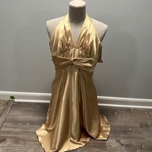 Jessica McClintock Halter Gold Dress